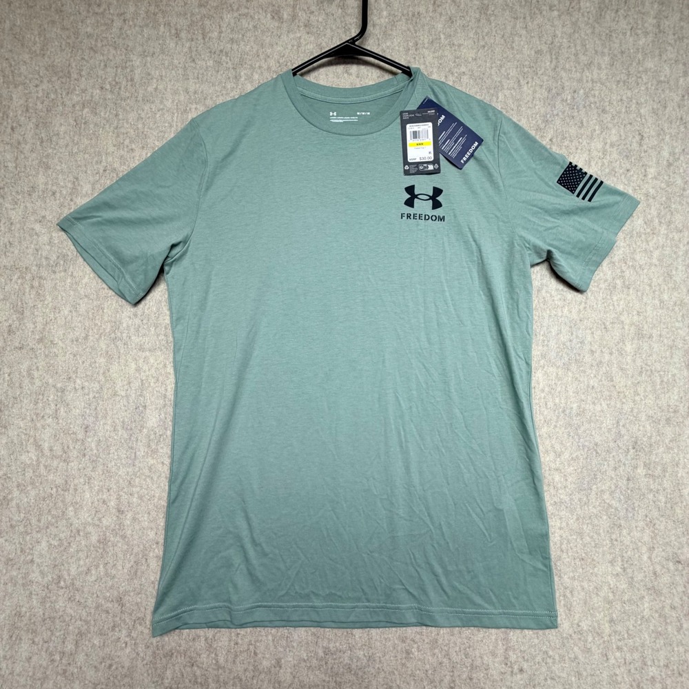 Under Armour Freedom Flag T Shirt Mens Medium Green Graphic Tee 1370810 NWT